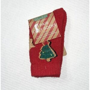 NWT‎ Primark Christmas Tree Socks Girls Red Green Holiday Novelty Cozy Stocking